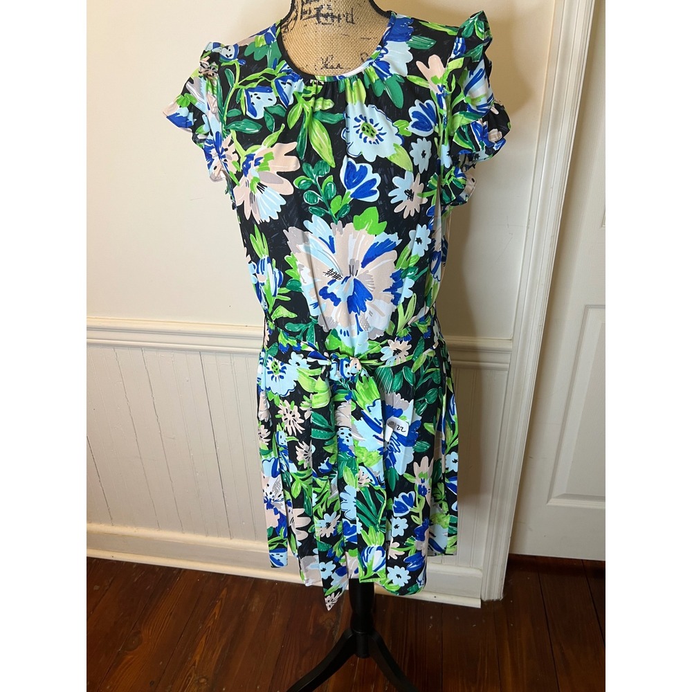 Kate Spade NewYork Full Bloom Floral Flutter Sleeve Tie Waist Mini Dress size 14 - Picture 6 of 12